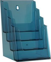 Folderdisplay 4 vaks A5 transparant Neon Blauw