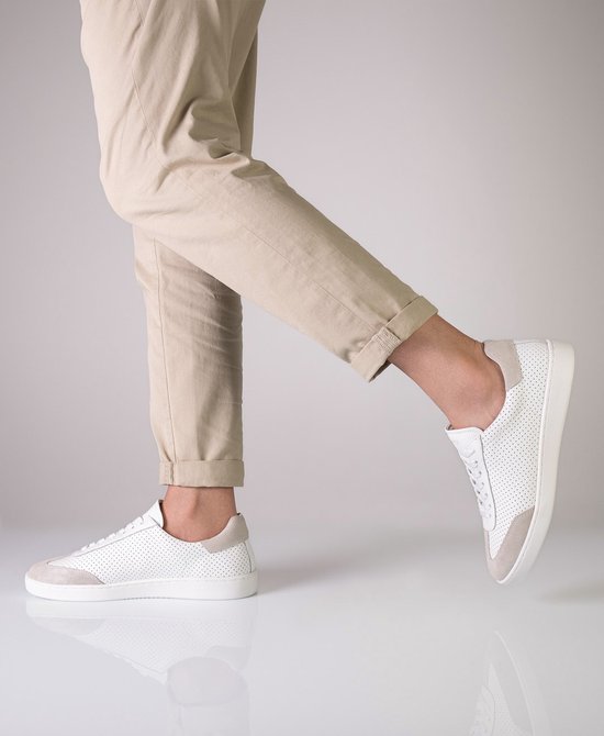 Suny Anna Kern 7420 Baskets de danse en daim pour hommes en Wit - Beige avec semelle complète et points de pivotement pour des mouvements de rotation fluides - Latin - Salsa - Bachata - SUNY - beige blanc - 46