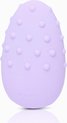Lila, ei-vormige vibrator metJe Joue logo en een patroon van bultjes.