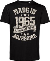T-shirt Made in 1965 | 60 jaar shirt | verjaardag cadeau voor mannen | Zwart | maat L