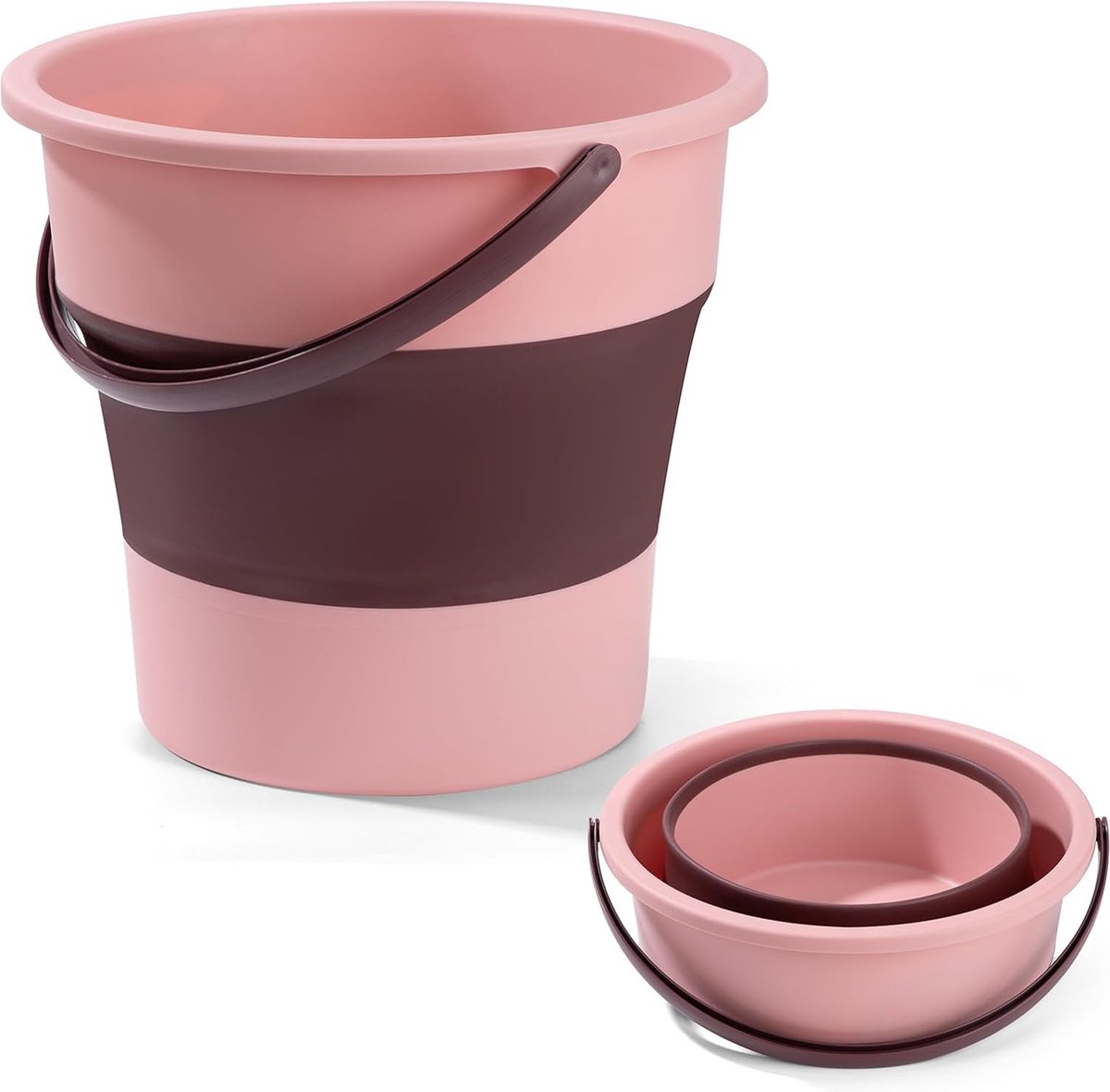 Goedkoopste JGS ® Opvouwbare Emmer 10L voor Kamperen, Vissen en Huishoudelijk Gebruik met Handvat in Roze