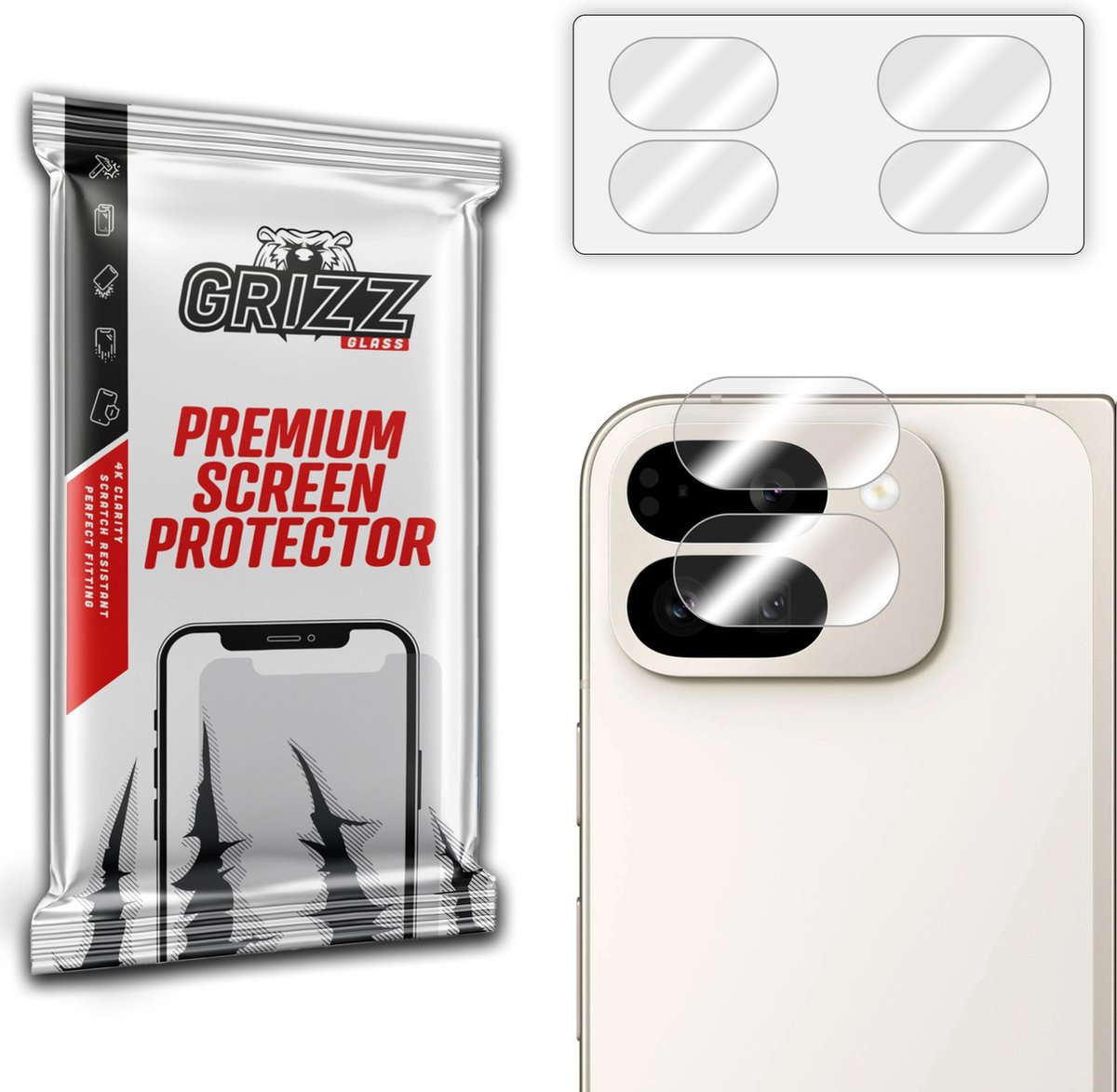 GrizzGlass HybridGlass Camera Protector (2 stuks) voor Google Pixel 9 Pro Fold - Transparant