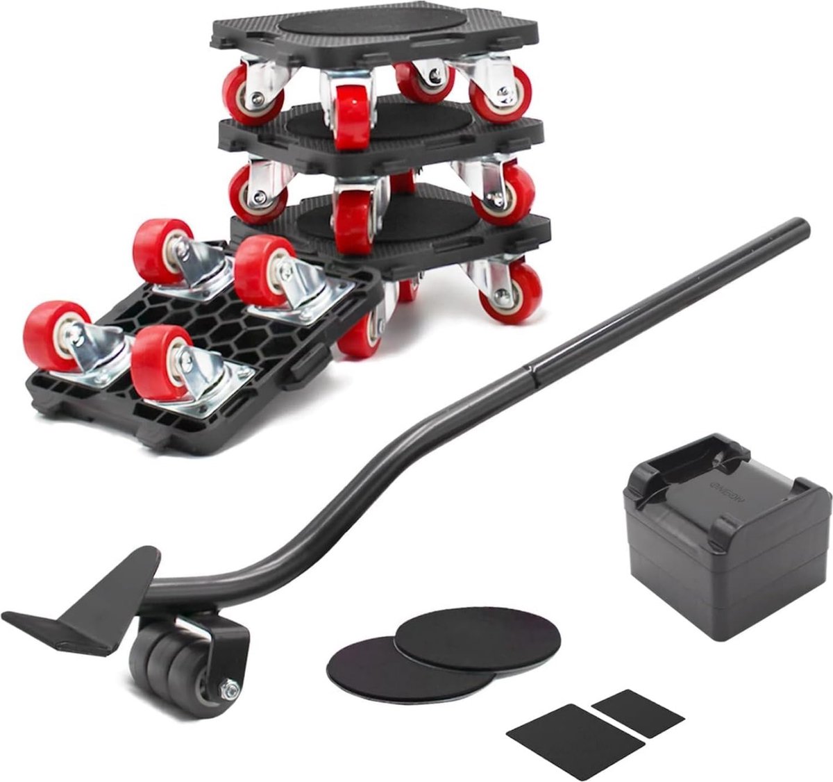 meubellifter met 4 schuivers en crowbar, 360° rotatie wielen, meubelMover Dolly 660 lb draagvermogen voor bewegende banken, kasten en koelkasten