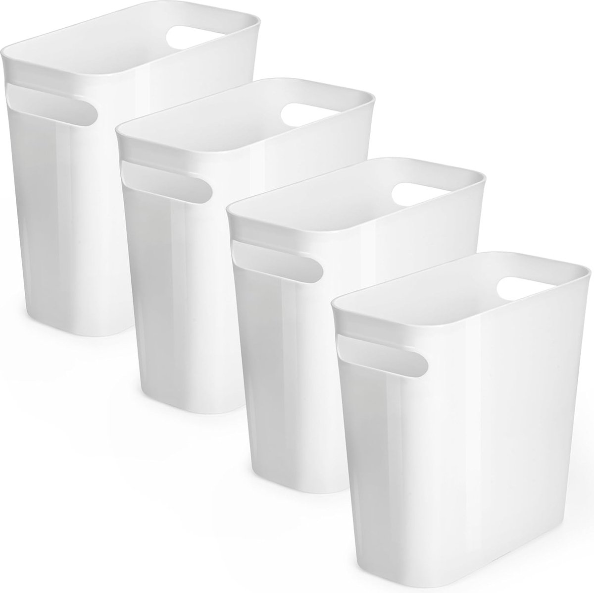 Goedkoopste Witte Kleine Prullenbak (4 Pak) - Dunne Plastic Afval Bakjes - Handvatten - Slaapkamer Badkamer Woonkamer Onder Bureau Kinderkamer Keuken