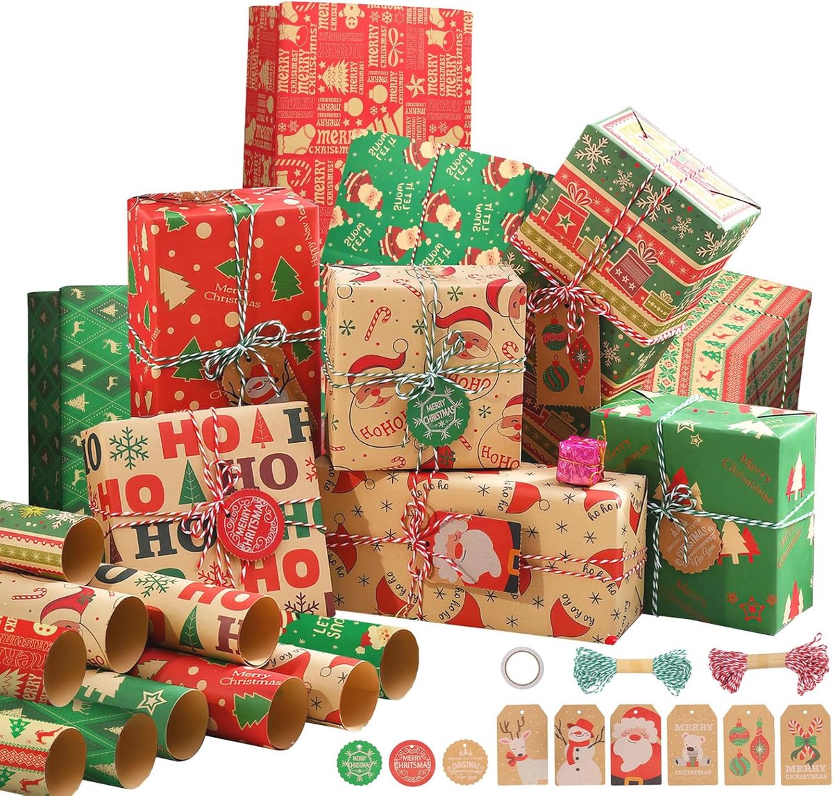 Ecologisch cadeaupapier voor Kerstmis - 10 vellen 70 x 50 cm voor feestelijke verpakkingen