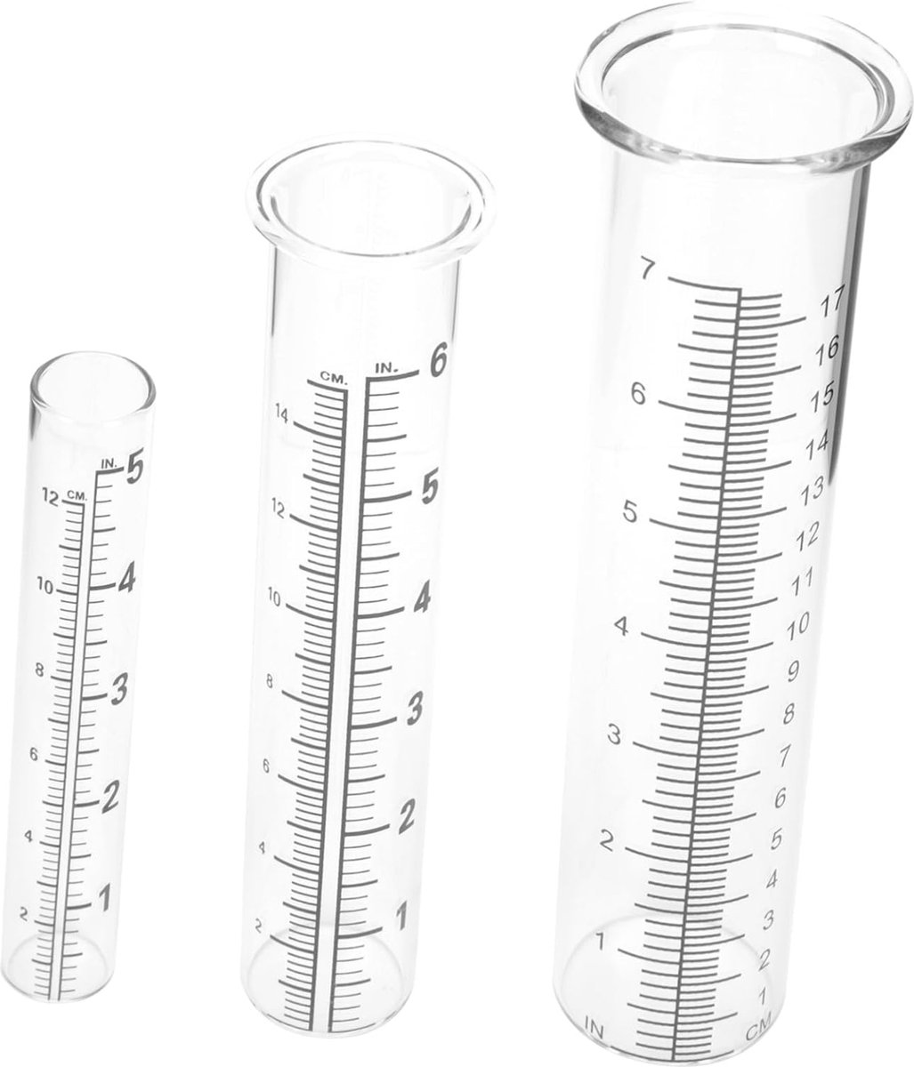 Set van 3 Glazen Regenmeters - Nauwkeurige Neerslagmeting voor Tuin en Buiten