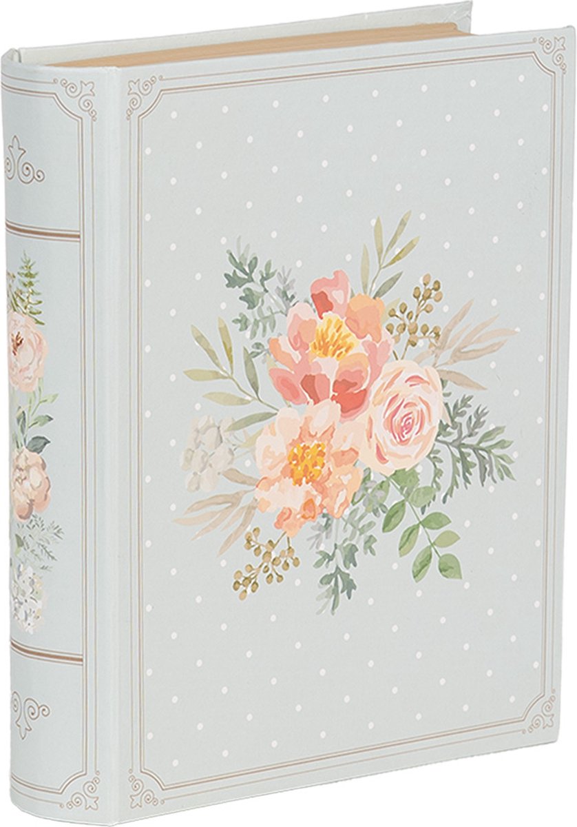 Clayre & Eef Opbergdoos Boeken 17x14x5 cm Blauw Roze Karton Bloemen