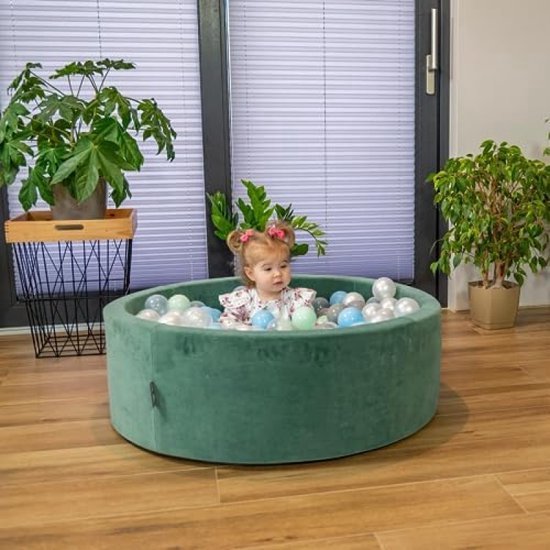 Piscine À Balles ∅ 7Cm pour Bébé Rond Fabriqué en UE, sauge : beige pastel/vert