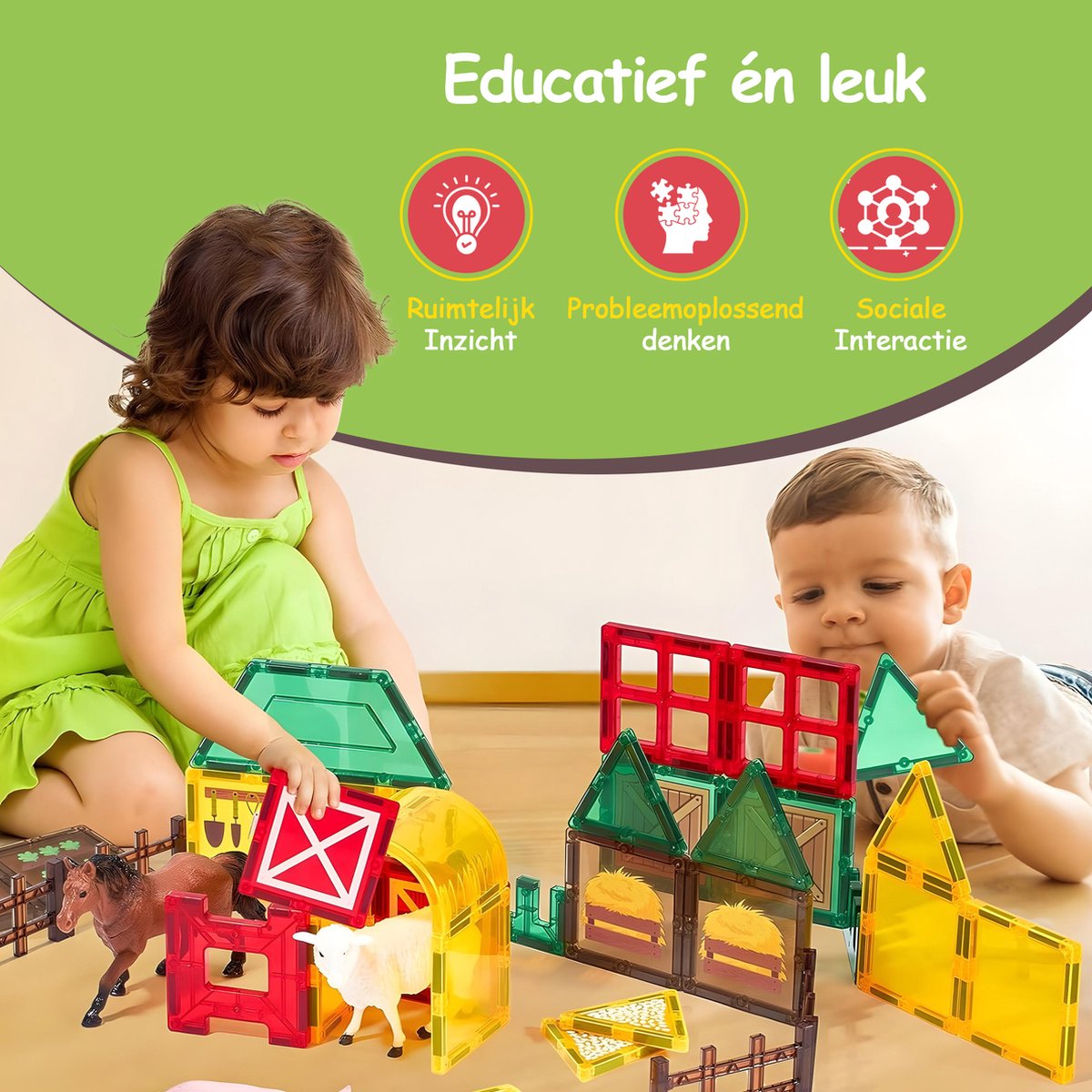 Jeu De Construction Magnétique 126 Pièces Olvy - Blocs Montessori Dès 3 Ans - Compatible Connetix, Magna-Tiles - 9