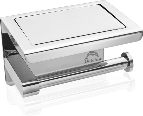 Biutimarden Toiletrolhouder roestvrij staal met wit marmeren opbergplank, zelfklevende of schroef wandgemonteerde toiletpapierhouder in moderne stijl voor badkamer en toilet (zwart