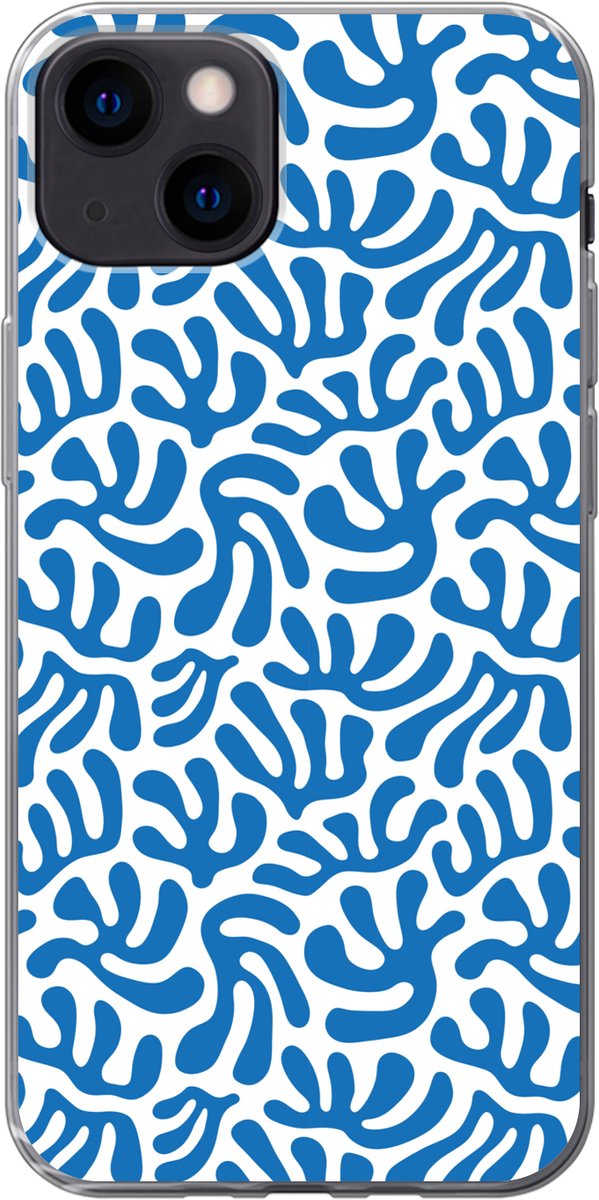 Telefoonhoesje Geschikt voor iPhone 13 hoesje - Koraal patroon - Wit - Blauw - Zomer - Siliconen Telefoonhoesje Telefoonhoesje