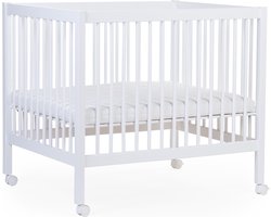 Childhome Park 97 - Box met wieltjes - Verstelbaar op 3 hoogtes - Hout - Wit - 98x78x82 cm