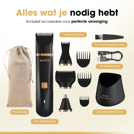 Gruttz Baardtrimmer Mannen v2 - Waterbestendig - Trimmer Baard en Lichaam - Scheerapparaat Mannen