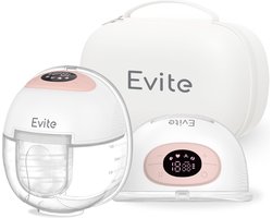 Evite Elektrische Draadloze Borstkolf Nova – Handsfree & Draagbaar – BPA-Vrij – Dubbele Borstkolf - Met E-Book – Inclusief Tas - Wit & Roze