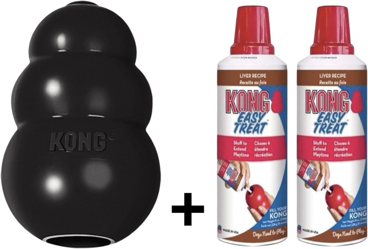 Combideal Kong - Extreme Zwart + 2x Easy Treat Lever Vulling