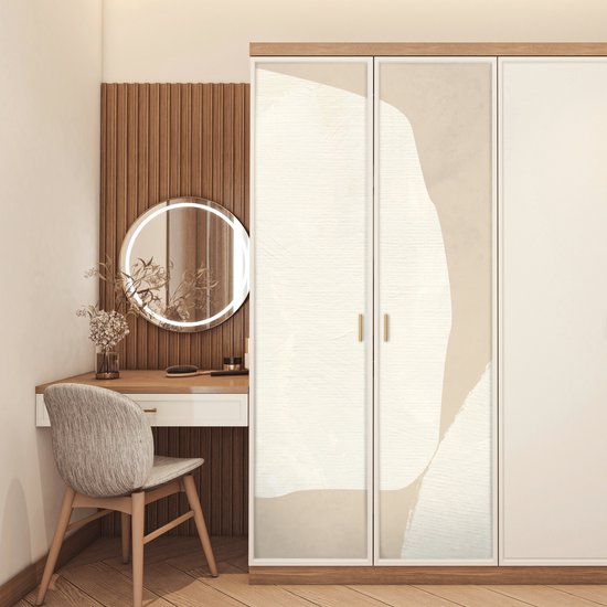 Poster de porte 95x215 cm - Sticker porte Beige - Abstrait - Moderne - Film meuble autocollant - Film porte salon - Papier peint fotobehang intérieur - Film adhésif porte - Stickers porte - Sticker papier peint porte - Décoration chambre