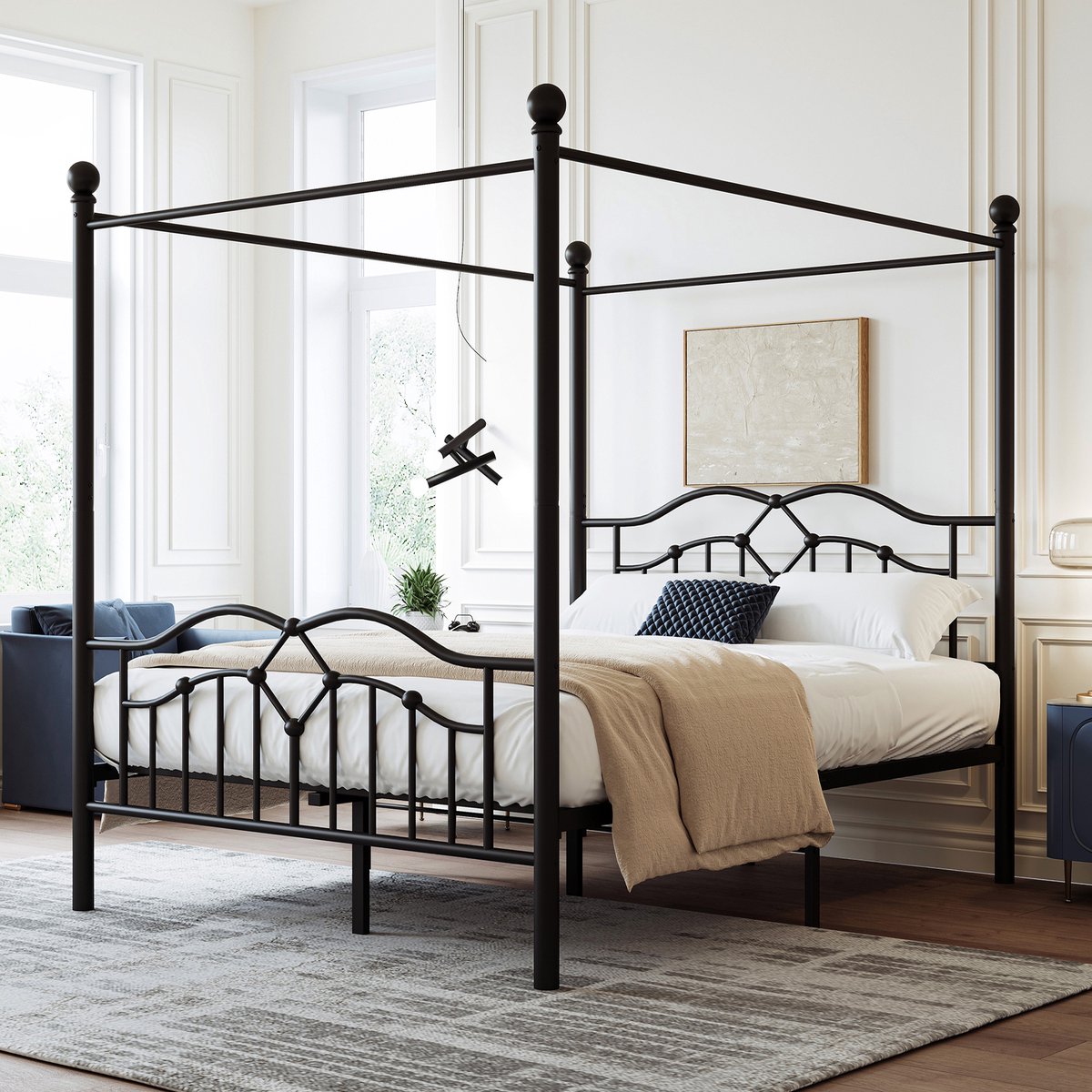 LABRIMP 2 Sets Bed Canopy Steunstangen Eenvoudig Te Installeren Frame