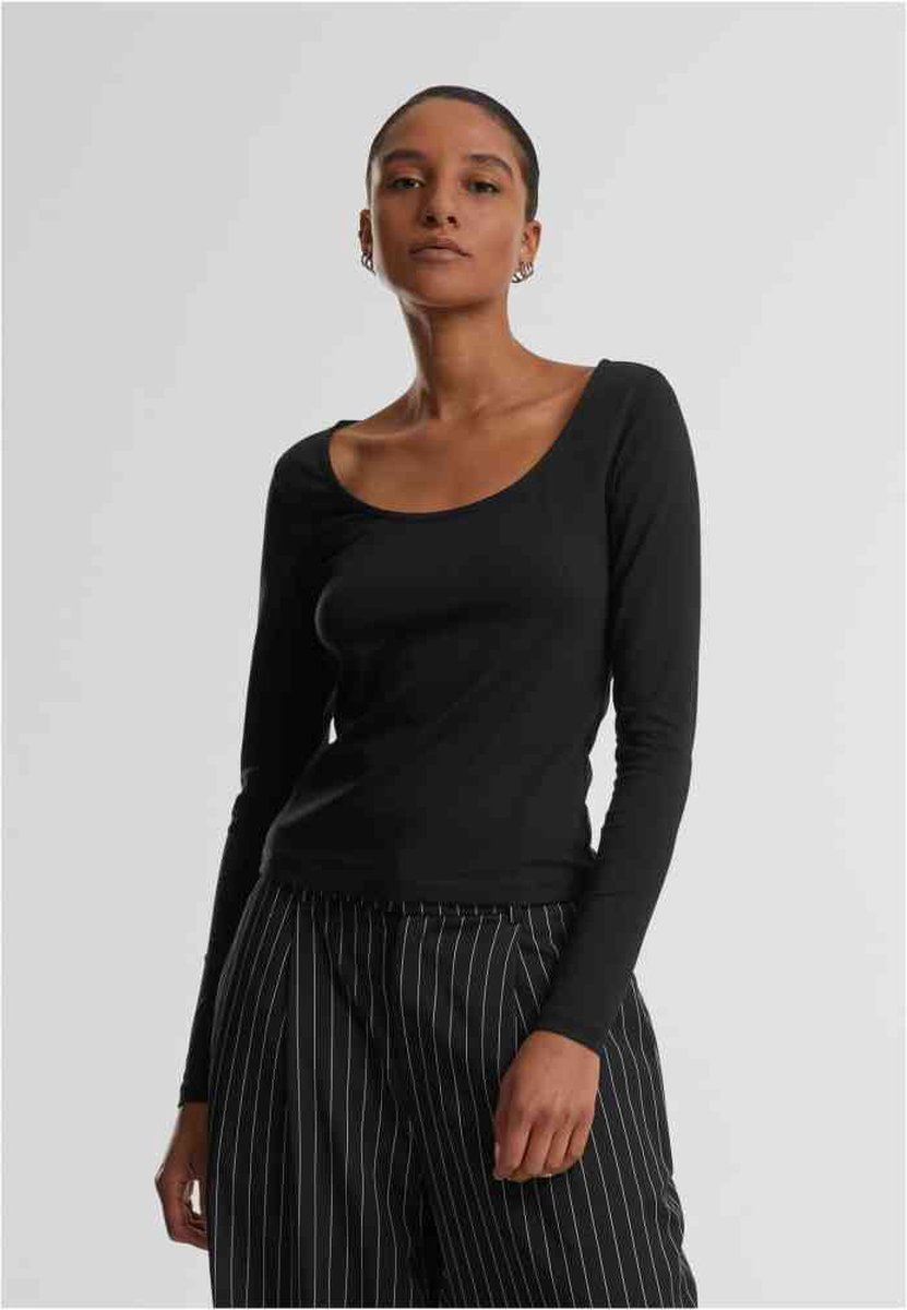 Urban Classics Wide Neck Longsleeve top 5XL Zwart