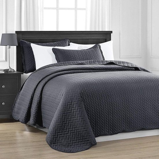 Kingsize sprei dubbel gewatteerde beddensprei - omkeerbare reliëfmatte