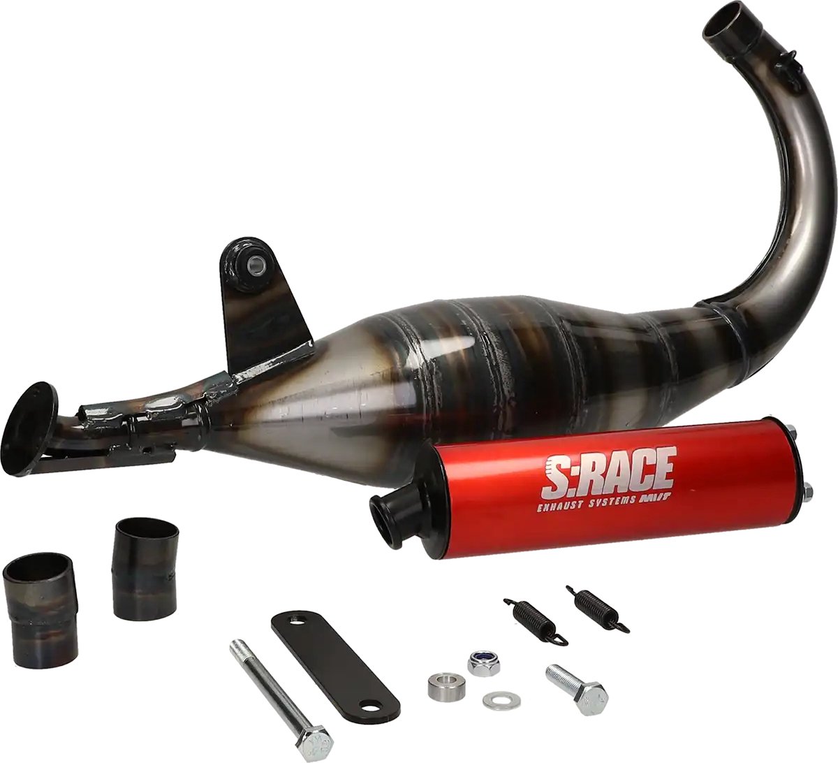 Uitlaat MVT S-Race EC12 70/80cc Minarelli AM6 onderlangs