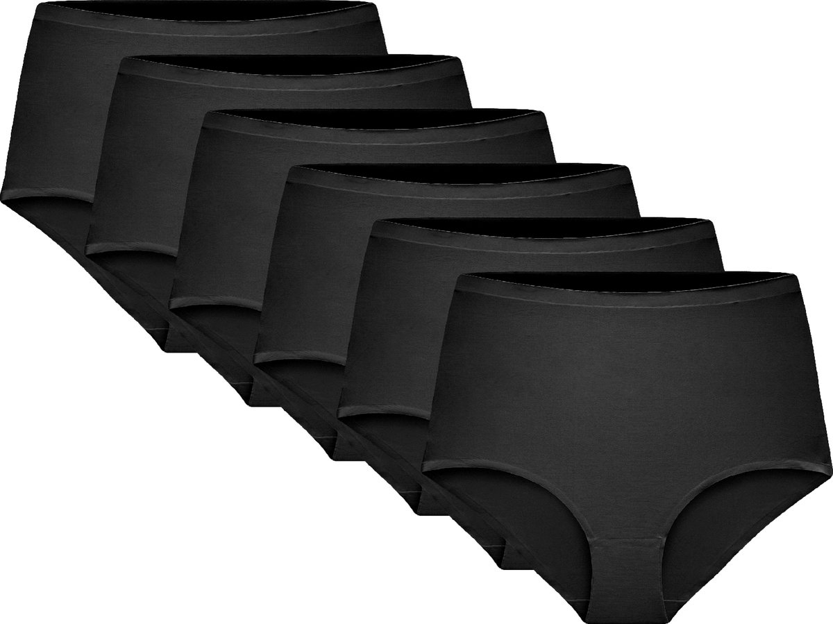 Dames Slips - Invisible Maxi Tailleslips - 6-Pack - Zwart - Maat XXL/3XL
