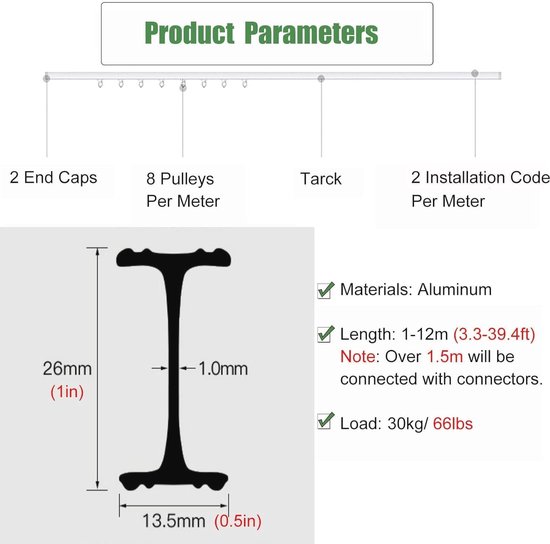 Plafondrail voor gordijnen aluminium gordijnrails zwaar gordijn dubbele rail 3,3 ft - 4,4 m