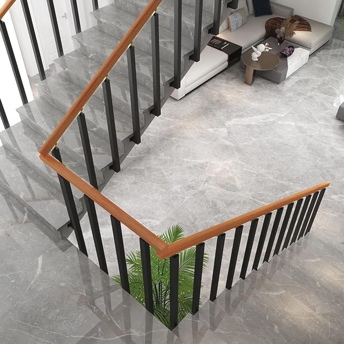 Zwart Vierkante Trapbalusterpaal met Verstelbare Spindels voor Treden en Balkons - 90 cm