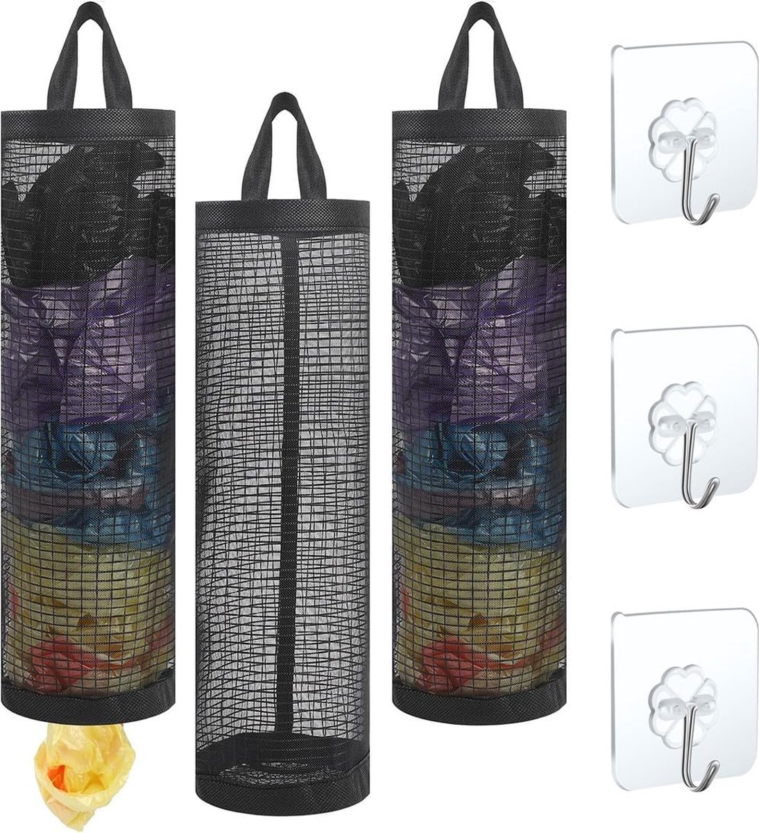 Goedkoopste Handige Set van 3 Opbergers voor Afvalzakken met Zelfklevende Haken voor Thuisgebruik