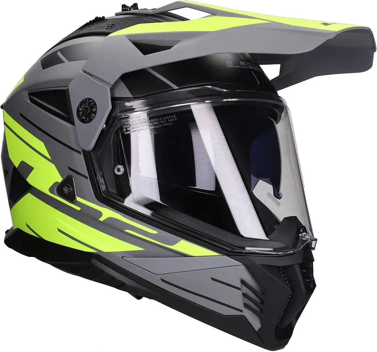 LS2 Helm Pioneer II Namib MX702 mat grijs / geel maat XL