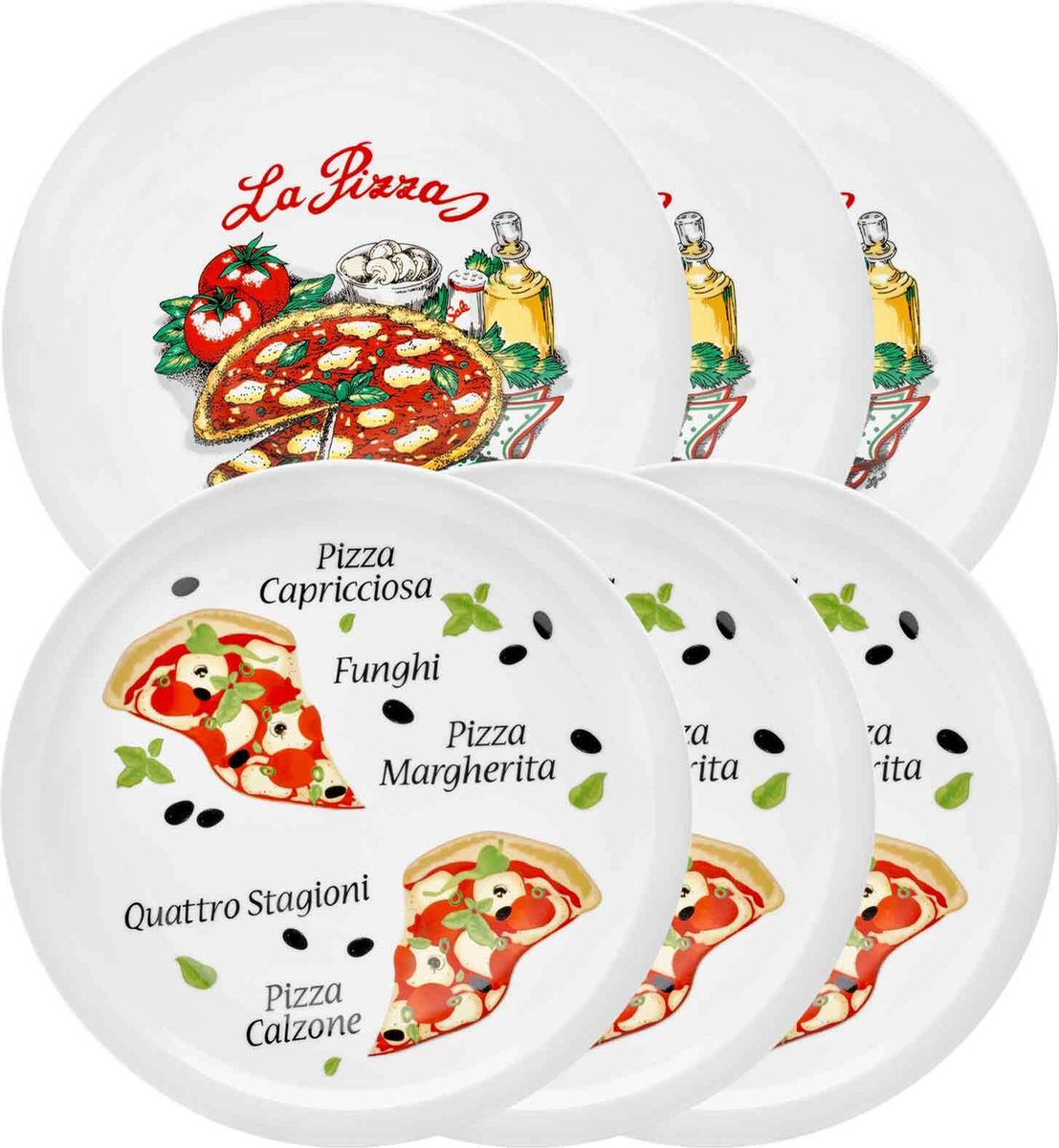 Pizzateller Napoli & Margherita ø 30,5 cm Set van 6