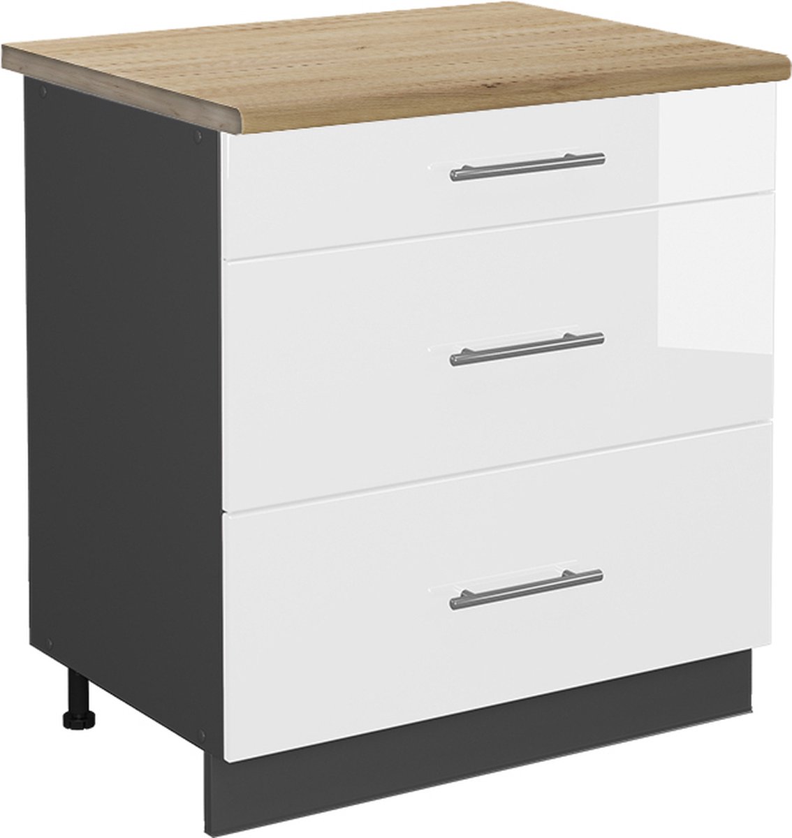 Vicco Keukenonderkast Fame-Line, Groen-Goud landelijk/Wit, 80 cm antraciet werkblad