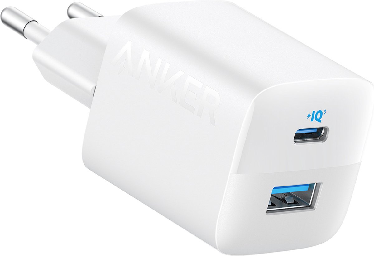 Anker 323 Wall Charger - 33W USB-C & USB-A Oplader - USB Charger - PowerIQ 3.0 Technologie - ActiveShield Veiligheid - Compact Ontwerp - Wit