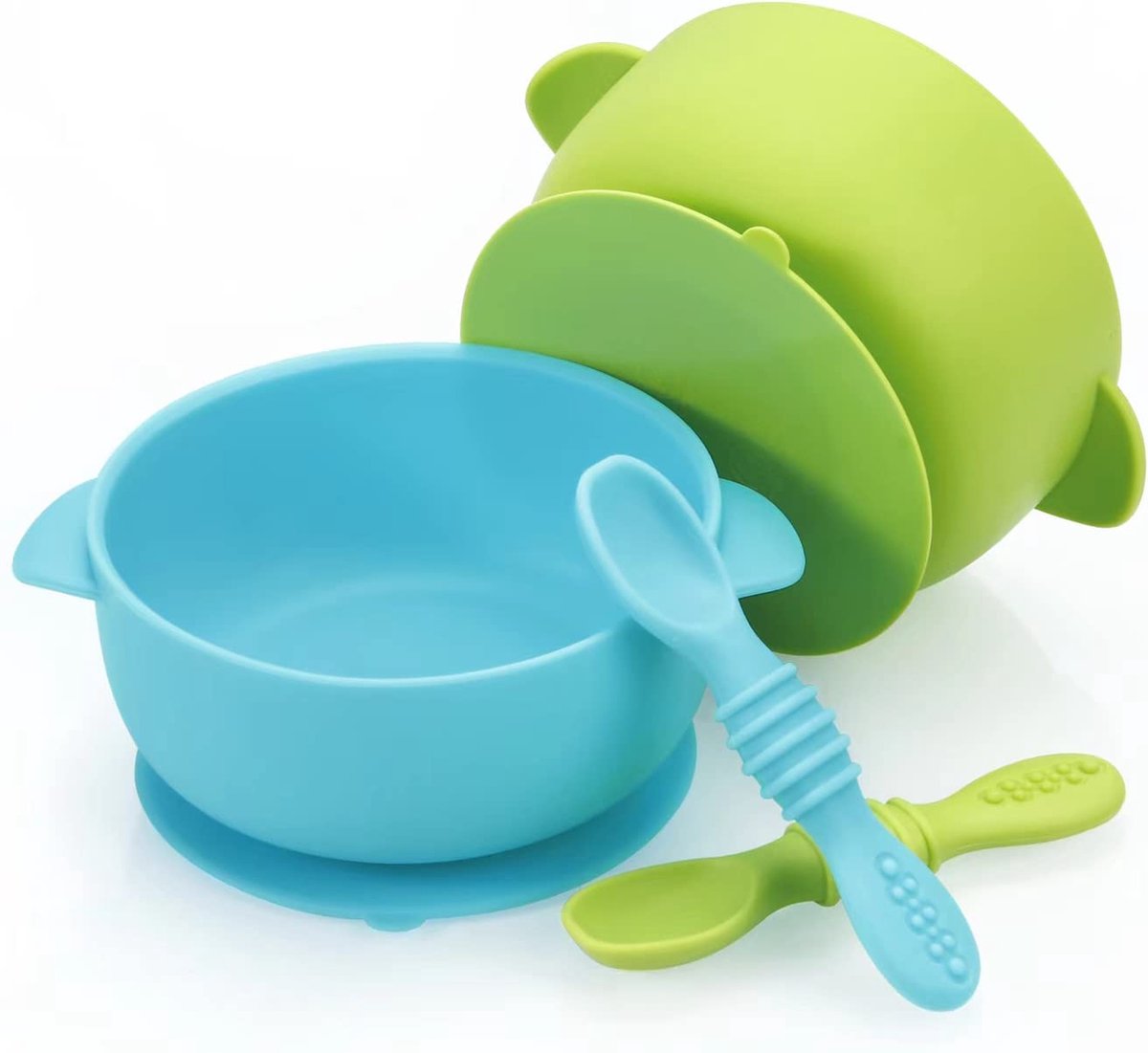 Goedkoopste JGS ® Veilig en Praktisch Siliconen Kinderkommetje met Zuignap en Lepels voor Peuters