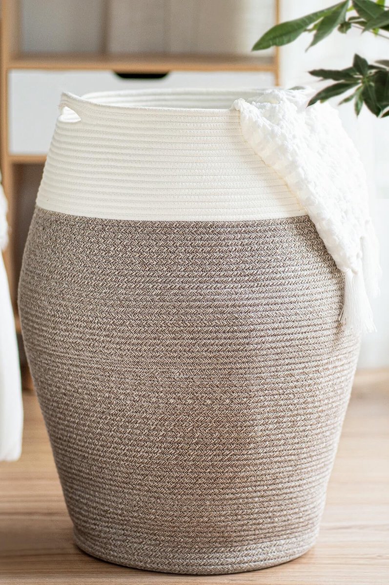 Goedkoopste JGS ® Stijlvolle Grote Opbergmand van Gevlochten Katoen voor Kleding en Meer