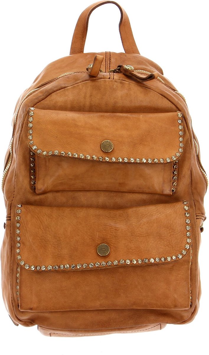 CAMPOMAGGI Leren Vrije tijd rugzak Rugzak Backpack Cammello Lichtbruin