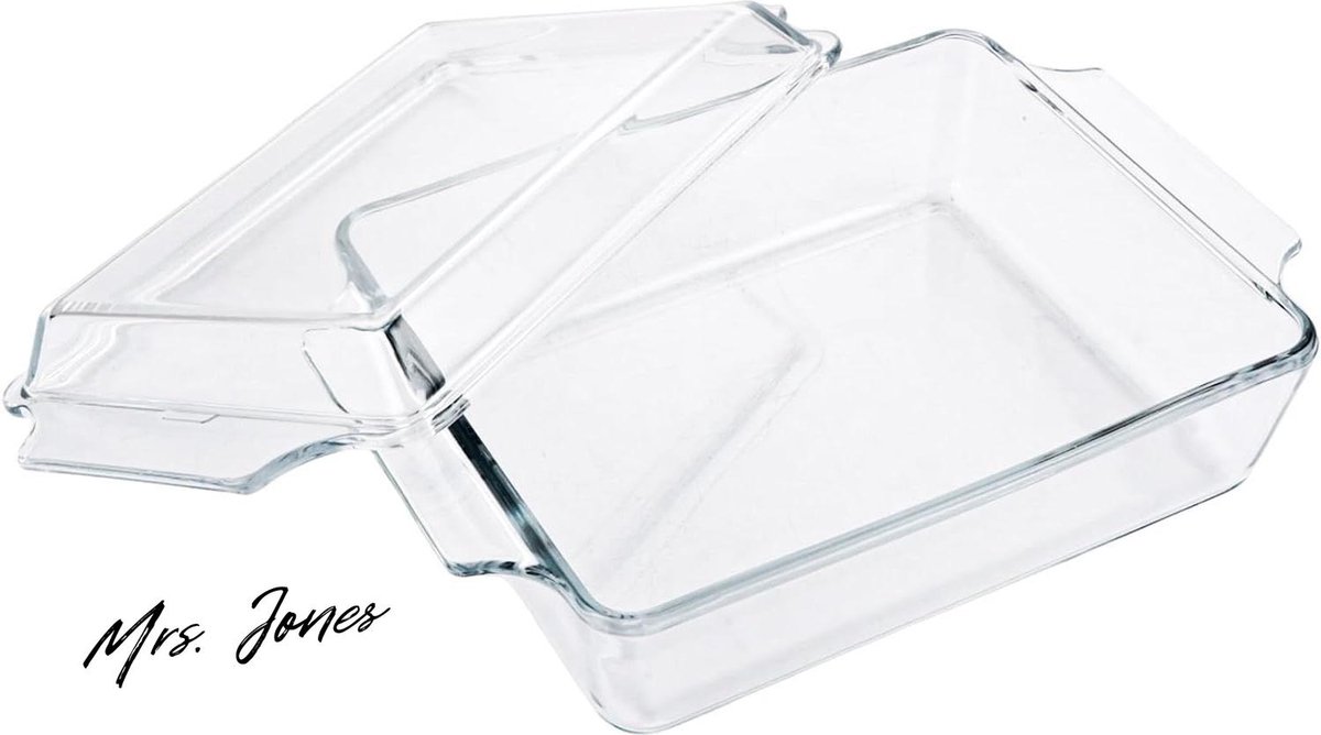 Mrs. Jones Ovenschaal met deksel - 15 l ovenvast glas rechthoekig ovenschaal met deksel - kleine ovenschaal voor 1 persoon - 264 x 18 x 87 cm. .