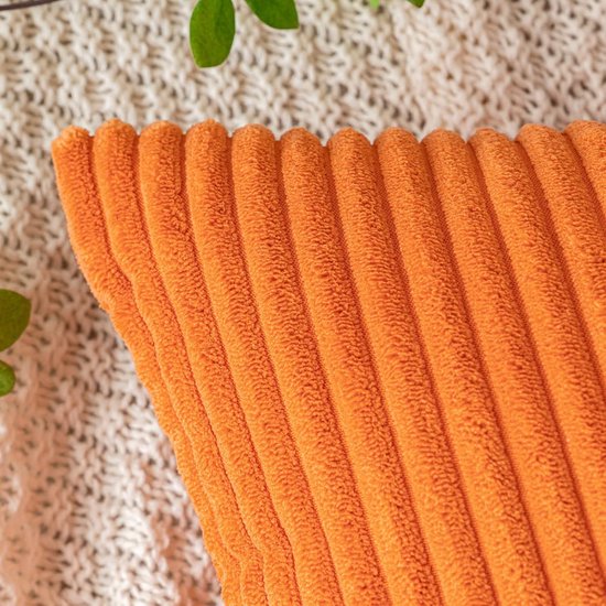 Miulee Set van 2 kussenslopen, corduroy, decoratieve kussensloop, bankkussen, sierkussen met verborgen ritssluiting, 45 x 45 cm, 18 x 18 inch, karamel