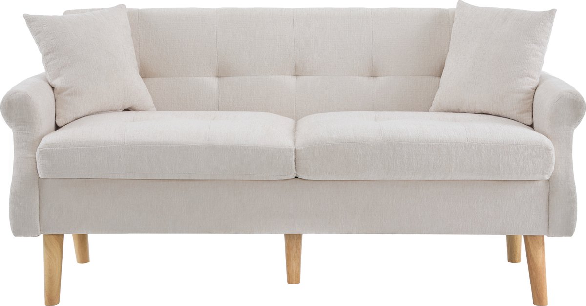 Gutent Sofa, Modern Ontwerp, Chenille stof, dubbele bank met dikke kussens, Beige