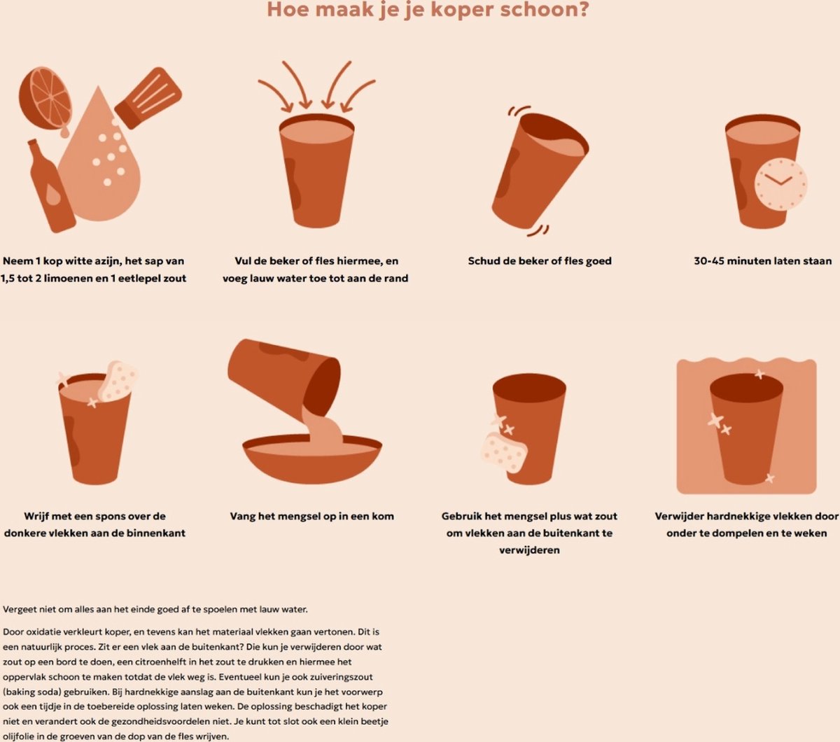 Puur Koperen Waterfles Dot Lining Antique ± 1 liter