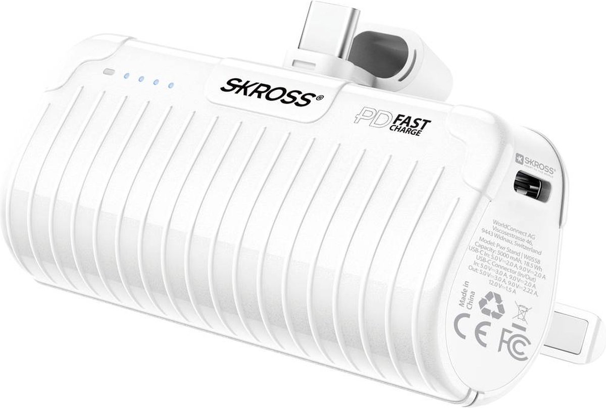 Skross RELOAD POWER STAND Powerbank 5000 mAh USB PD, Fast Charge Li-ion USB-A Wit