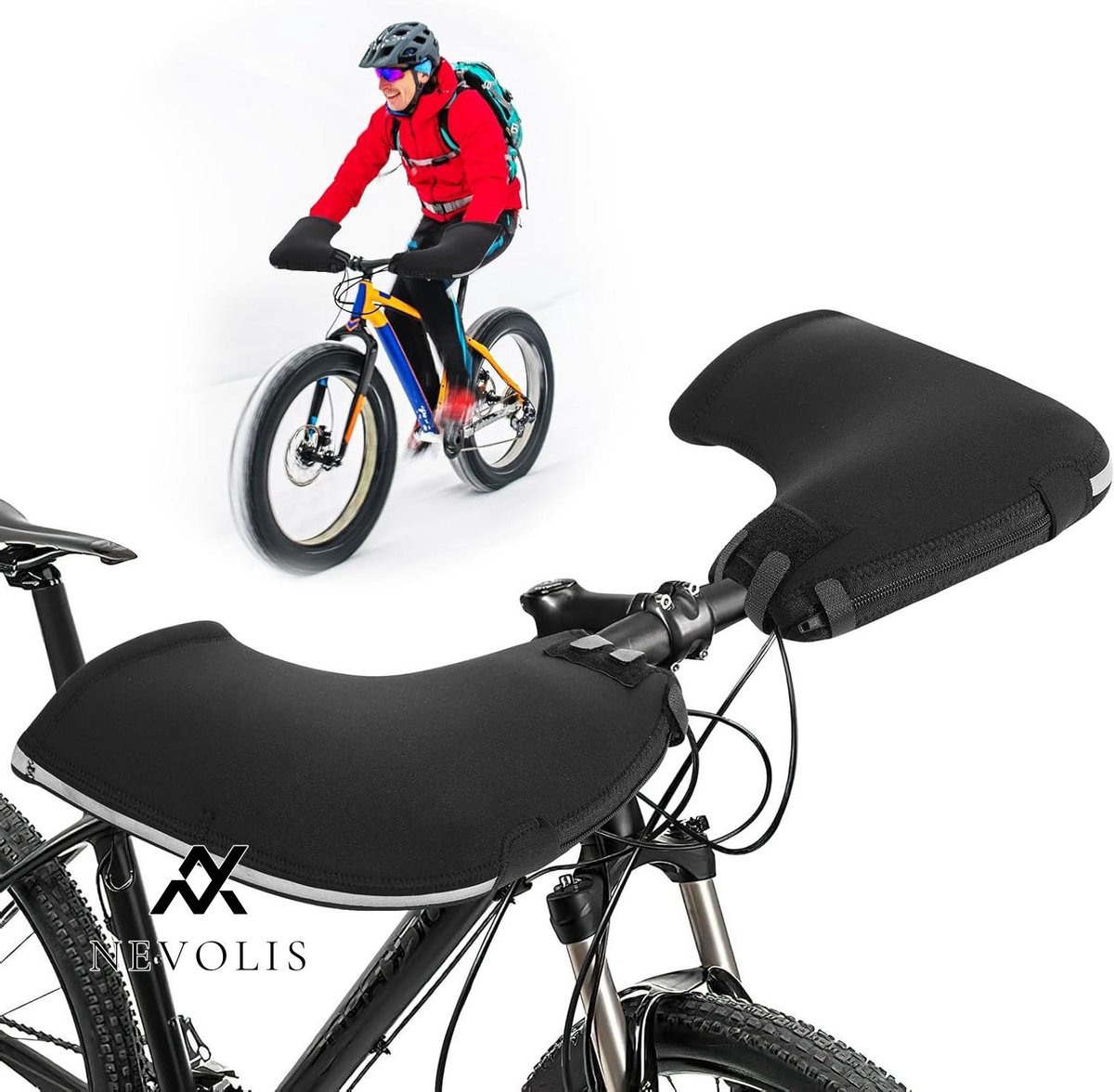 Nevolis Winddichte fietswanten - waterdichte stuurhandschoenen - handwarmers voor MTB motorfiets e-bike scooter .