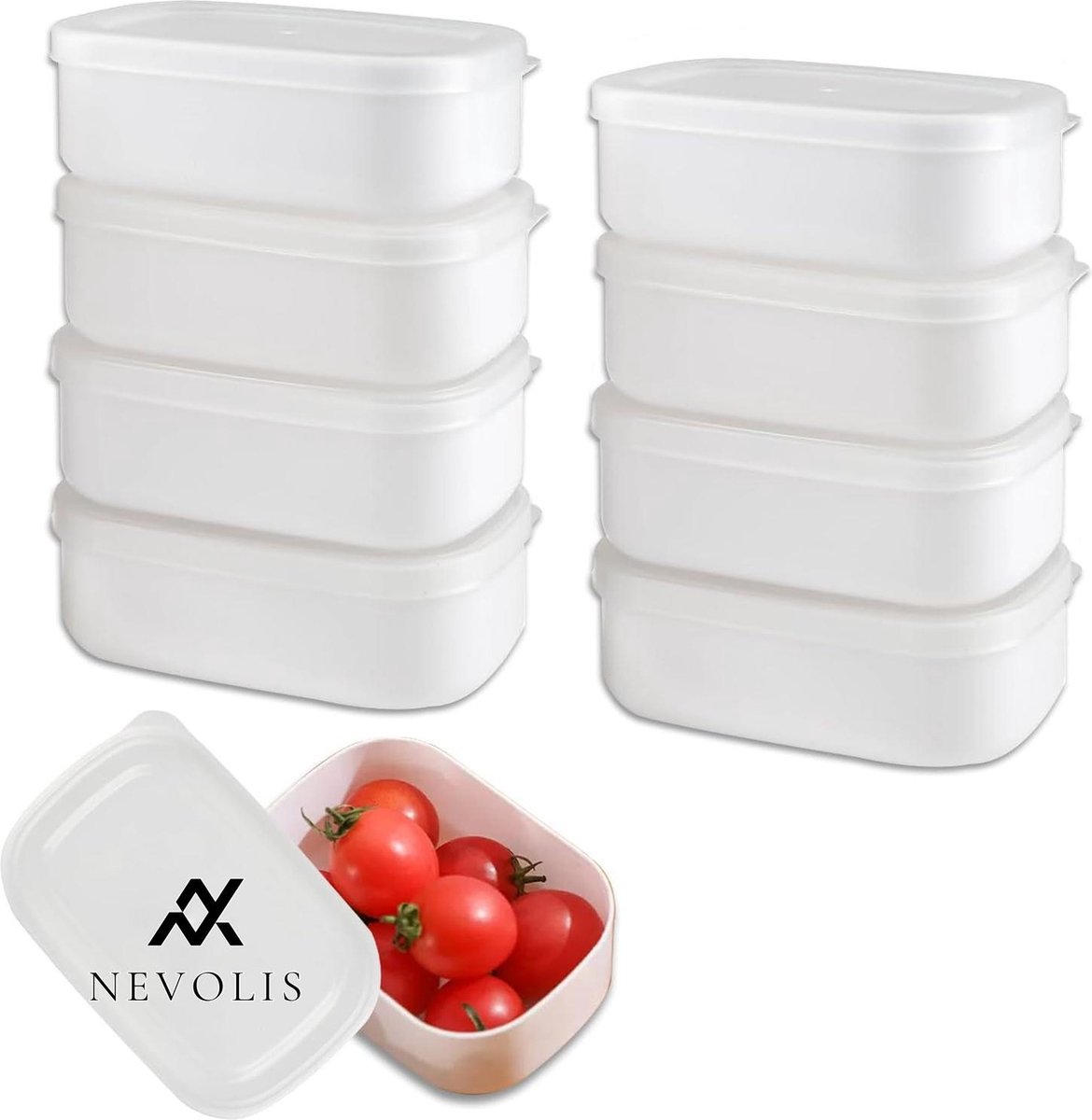 Nevolis Vriesdozen klein 8 stuks vershouddozen kleine dozen met deksel plastic voorraaddozen 280 ml tupperdozen set wit meal prep dozen voor magnetron en vaatwasser .