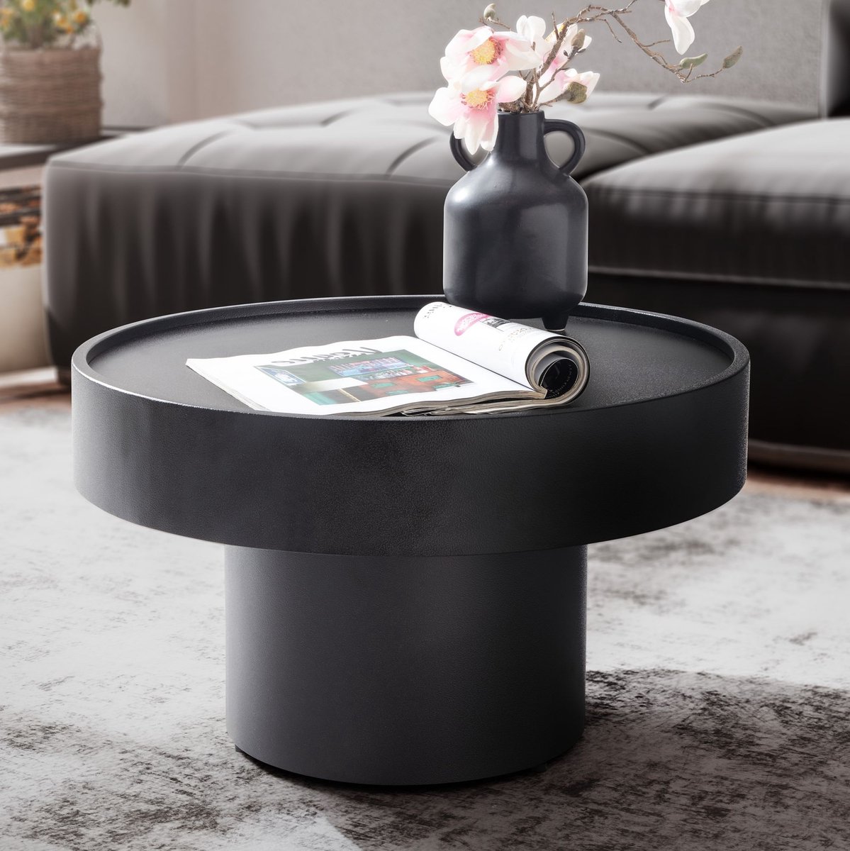 Salontafel zwart rond 60x60x36cm