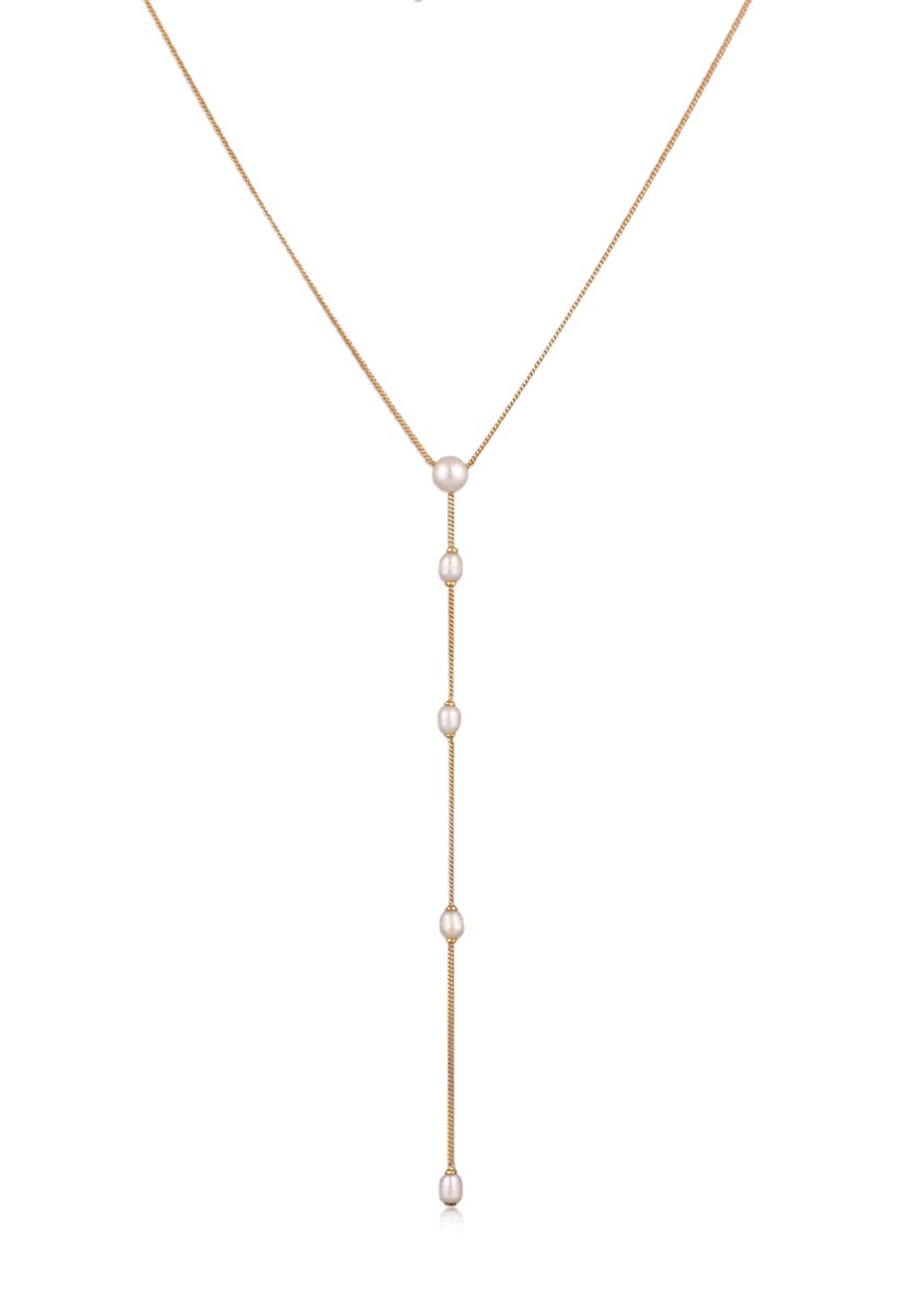 Elli PREMIUM - Halsketting - Ketting-Y met Parels Dames Gekweekte Zoetwaterparels Wit 925 Sterling Zilver - Dames