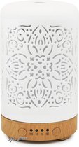 Madame Diffuseur d'huiles essentielles en céramique Jones Premium Collection - Wit - 250 ml - Minuterie - Éclairage de nuit - Arrêt automatique - Aromathérapie .