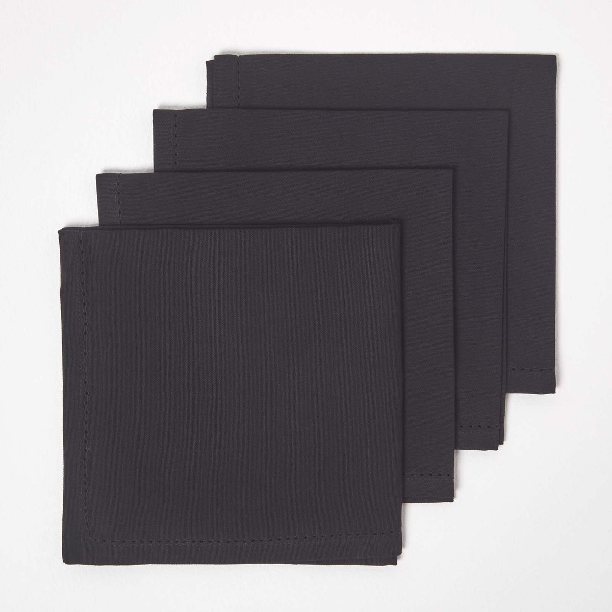 Homescapes katoenen stoffen servetten, set van 4, zwart