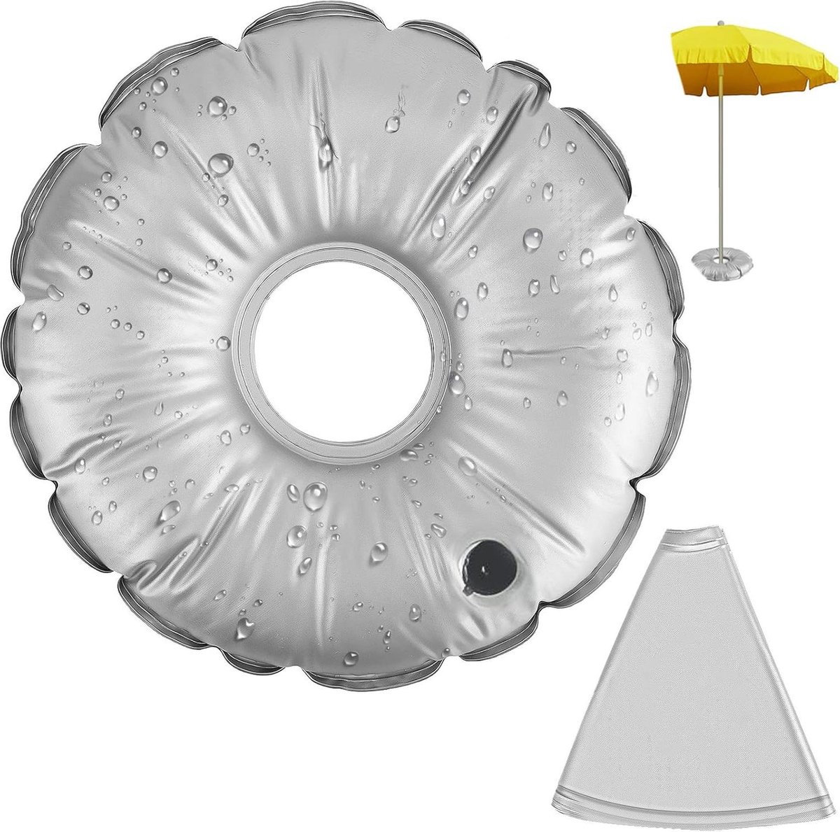 Waterzak voor vlaggenvoet - inklapbare vlaggenvoet - ronde gewichtzak voor vlaggenvoet - grijs - 177 inch