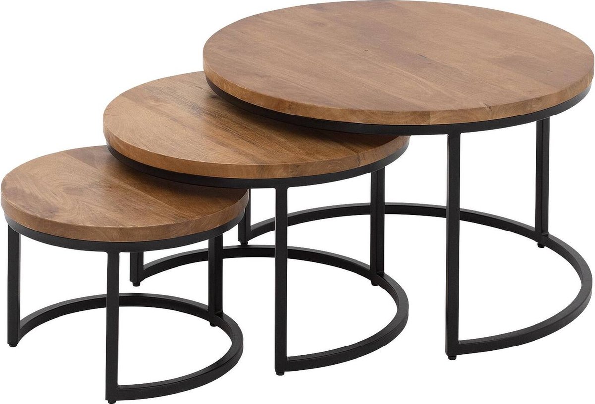 Goossens Lenngard Salontafel - Hout - 73 x 44 x 73 cm - Rond