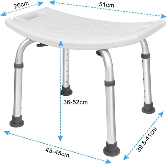 LZQ Douchekruk - Verstelbaar Van 38-53 Cm, Antislip Voor Ouderen En Zwangeren