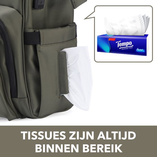 Brisby overzichtelijke luiertas - verzorgingstas - met buggymontage en stay-open frame - gratis verschoonmatje - USB oplaadfunctie - geïsoleerde flessen vakjes - groen van Brisby — afbeelding 2